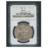 1887 Morgan Silver Dollar NGC MS 62