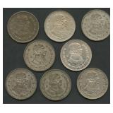 (4.11 ozt TW) 8- Mexico 1 Pesos .100 Silver