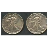 1942 and 1943 Walking Liberty Halves AU/BU