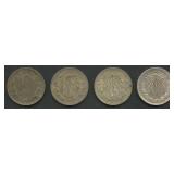 (2.13 ozt TW) 4- Mexico 1 Pesos .720 Silver