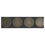 4- Mixed Capped Bust and Seated Liberty Dimes