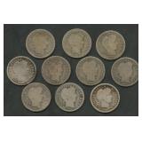 10- Mixed S-Mint Liberty Head Barber Dimes