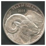2015 Year of the Ram .999 Silver Round 1 ozt