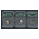 3- Mixed Silver State Quarters ICG PR70 DCAM