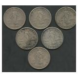 (3.81 ozt TW) 6- Philippines 1 Peso .800 Silver