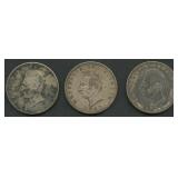 (2.39 ozt TW) 3- 1943 Ecuador 5 Sucres .720 Silver