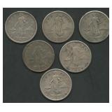 (3.81 ozt TW) 6- Philippines 1 Peso .800 Silver