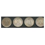 (2.13 ozt TW) 4- Mexico 1 Pesos .720 Silver