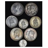 (2.35 ozt TW) 8- Mixed Foreign Coins .835 Silver