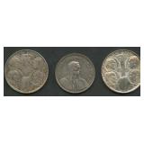 (1.64 ozt TW) 3- Mixed Foreign Coins .835 Silver