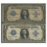 2- 1923 $1 Silver Certificates Blue Seal FR-237