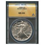 1988 ASE Silver Eagle 1ozt ANACS MS69