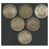 (1.93 ozt TW) 6- Mixed Philippines Coins .750 Silv