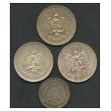 (1.87 ozt TW) 4- Mixed Mexico Coins .720 Silver