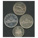 (2.52 ozt TW) 4- Mixed Foreign Coins .800 Silver
