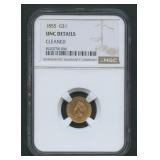 1855$1 Gold Princess NGC UNC Details