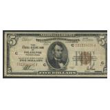 1929 $5 Federal Res Bank Note Philly FR-1850C