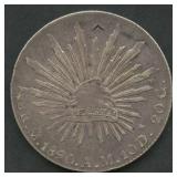 1890 Mexico 8 Reales .903 Silver Coin 27g
