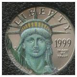 1999 1/10ozt Platinum Colorized Eagle $10