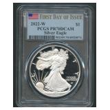 2022-W ASE Silver Eagle 1ozt PCGS PF70 DC