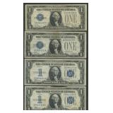 4- Mixed 1928 and 1934 $1 Silver Certificates