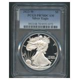 2022-W ASE Silver Eagle 1ozt PCGS PR70 DC