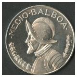 1966 Panama Half Balboa Proof Coin .400 Silver