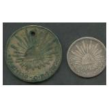 2- 1830 Mexico Cap & Rays Coins.903 Silver