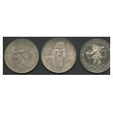 (2.17 ozt TW) 3- Mixed Mexico Coins .720 Silver