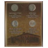 Denver Mint Nickel Collection Display- 4 Coins