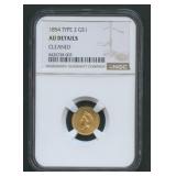 1854 Type 2 $1 Gold Princess NGC AU Details