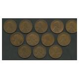 Run of 12 S-Mint Lincoln  Head Cents 1909-1920