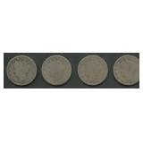 4- 1888 Liberty Head V Nickels