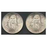 (1.78 ozt TW) 2- 1979 Mexico 100 Pesos .720 Silver