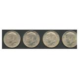 4- 1964 .900 Silver Kennedy Half Dollars