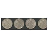 4- 1942 Walking Liberty Half Dollars Higher Grade