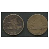 2- 1857 Flying Eagle Cents