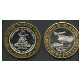 (1.2 ozt ASW) 2- Classic Casino Chips .999 Silver