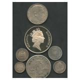 (2.22 ozt TW) 7- Mixed Foreign Coins .900+ Silver