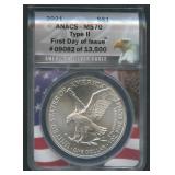 2021 ASE Silver Eagle Type II ANACS MS 70