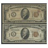 2- 1934A $10 Federal Res Notes Hawaii FR-2303