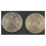 (1.80 ozt TW) 2- Austria 1780 1 Thaler .833 Silver