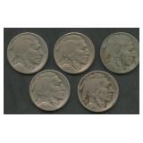 5- Mixed 1925-D and 1925-S Buffalo Nickels