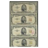 4- Mixed 1953 $5 Legal Tender Notes FR-1533/34