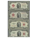 4- Mixed 1928 and 1953 $2 Legal Tender Notes
