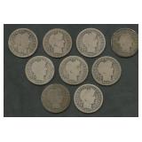 9- Mixed O-Mint Liberty Head Barber Dimes