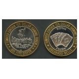 (1.2 ozt ASW) 2- Classic Casino Chips .999 Silver