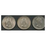 (2.18 ozt TW) 3- 1964 Bermuda Crowns .500 Silver