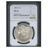 1882-S Morgan Silver Dollar NGC MS64