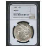 1882-S Morgan Silver Dollar NGC MS60